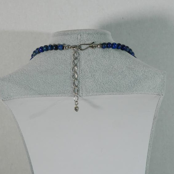 Jay King Mine Finds w Round Shaped Turquoise w/ Lapis Triangle Bead Necklace 925 - Picture 5 of 10